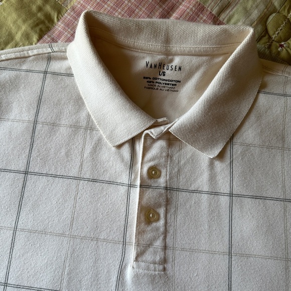 Van Heusen Cream Checkered Men's Shirt Size L - Picture 4 of 8